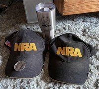 (3) NRA Hats, NRA SS Cup, NRA Membership Coin