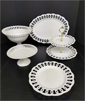 White Lace-Cut Serving Dishes