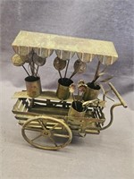 VINTAGE COPPER FLOWER CART SCULPTURE 6.5"X6.5"