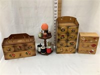 (4) Wooden Sewing Related Holders/Cabinets