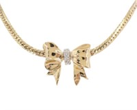 Nina Ricci Rhinestone Ribbon Necklace