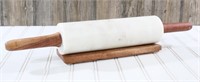 Marble rolling Pin w/Wooden Stand