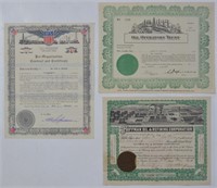 LOT 3 ANTIQUE OIL STOCK CERTIFICATES