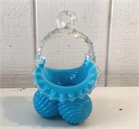 Unusual 9" Ball Footed Art Glass Basket