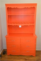 Wooden  Hutch  - Painted Orange Some damage as