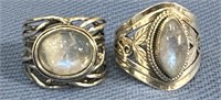 2 sterling rings w/ moonstone
