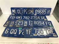 Twenty Michigan blue license plates