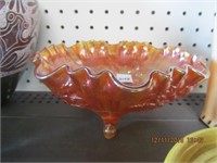 Orange Carnival Imperial Glass Footed Compote