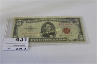RED SEAL 5 DOLLAR NOTE