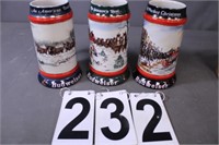 3 Budweiser Mugs 1990-1991-1992