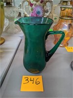 Green Pontiled Glass Pitcher
