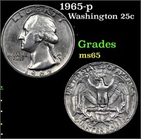 1965-p Washington Quarter 25c Grades GEM Unc