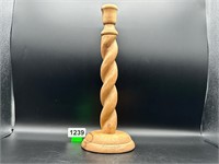 15" tall barley twist wood candle stick