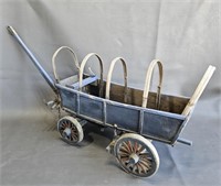 Rustic Covered Wagon Model -Wood -as is