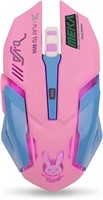HXMJ Pink Gaming Mouse,Rechargeable 2.4Ghz Wireles