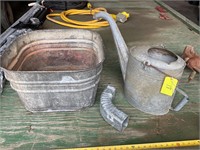 Antique Galvanized watering can large tub a lot