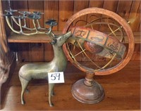 Metal Reindeer Candelabra, Astrological Globe