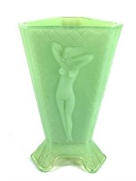 McKee Uranium Nude Relief Triangle Vase 8.5" H