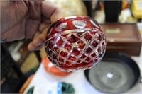 RUBY CUT TO CLEAR ROSE BOWL
