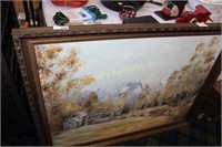 LARGE OIL ON CANVAS FRAMED - SIGNED F. COWELL ??
