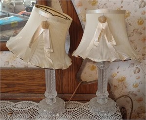 Vtg. Glass Electric Table Lamps (14" Tall)