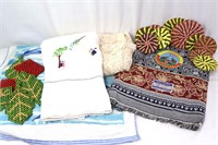 20 Pcs. Indian Textiles, Coasters, Crochet/Knits++