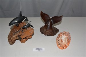 Three Pieces of Art - Whale Tail, Orcas, Cameo on
