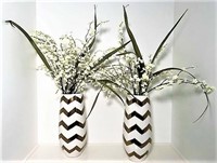 Two Ceramic Vases with Zig Zag Design