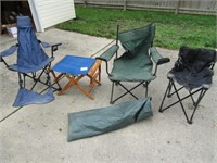 4-FOLDING LAWN CHAIRS, CANOPY FRAME NO TOP