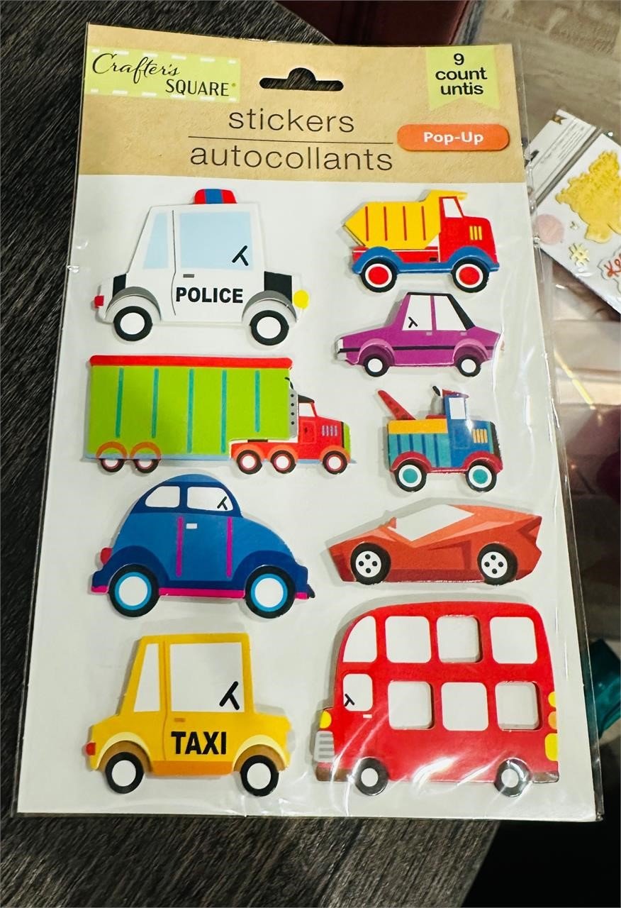New- Pop-Up Stickers- vehicles