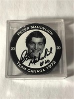 Peter Mahovlich Autographed Hockey Puck