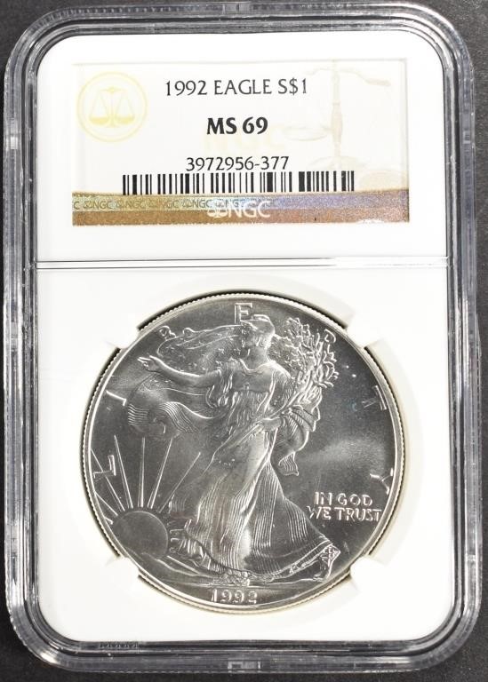 1992 AMERICAN SILVER EAGLE NGC MS69