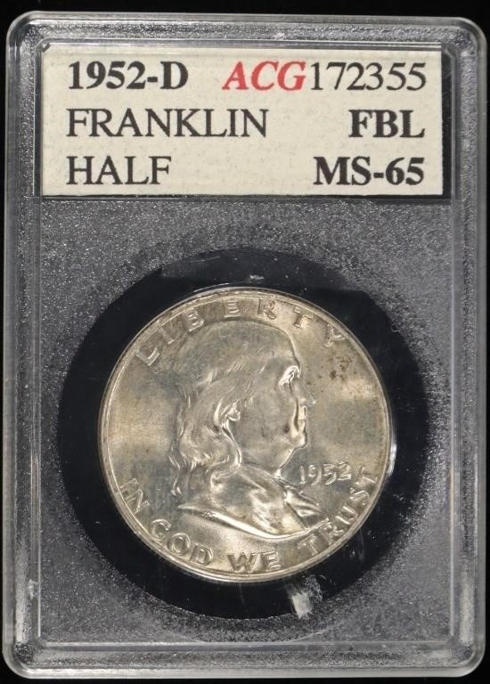 1952-D FRANKLIN HALF DOLLAR ACG GEM BU FBL