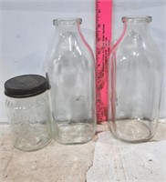 2 Quart Milk Bottles & Glass Hersheys Jar