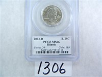 TWO (2) 2003-D Illinois Quarter PCGS Graded MS66