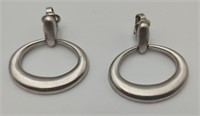 Trifari Soft Silver Colored Oval Hoop Ear Clips