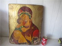 Plaque en bois religieux