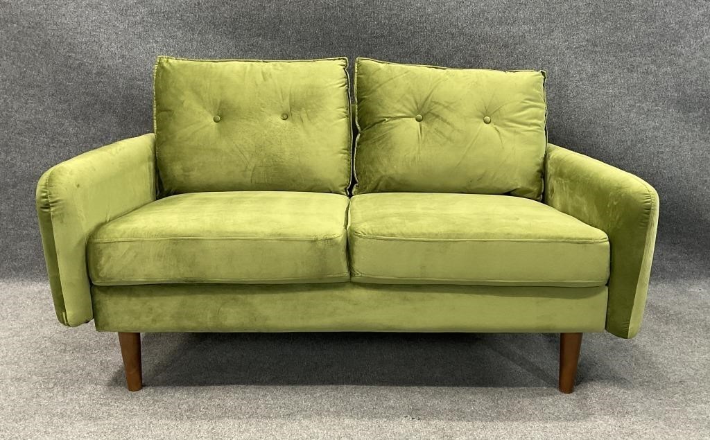 Modern Green Upholstered Loveseat