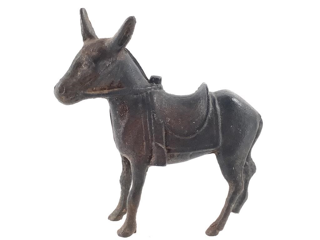 Cast Iron Donkey Burro Bank 6.5" H