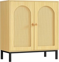 WEENFON Storage Cabinet with 2 Arched Rattan Doors