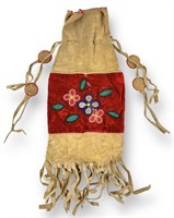 Antique Native American Beaded Bag w/ Velvet