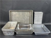 Two Loaf Pans, 18 Mini Loaf Pans, Three Cake Pans