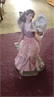 Porcelain angel pink dress 10.5 inches tall
