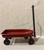 Vintage red metal toy wagon - 16 inches long(1663)