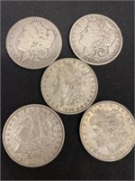 (5) Morgan Silver Dollars