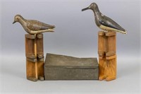 Lot w/ 2 Early Tinny Shore Bird Decoys & Metal