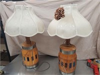 30" Wood Barrel Lamps