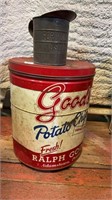 Goods potato chip tin and flour sifter 1 quart