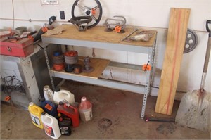 Metal shelf w/ wood top