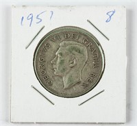1951 Canada 50 Cents Silver (.8000) Coin
